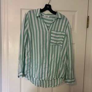 Beachlunchlounge Mint and White Striped Shirt